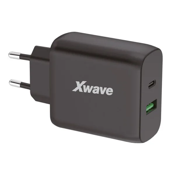 Xwave GaN65w-AC  GaN ultra-brzi punjač 65W USB-A + USB-C , za mobilne,tablete, Crni