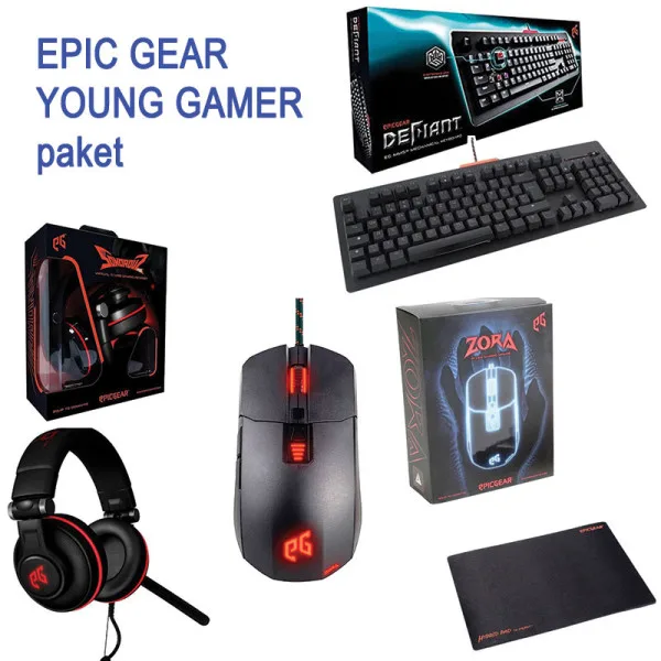 YOUNG GAMER paket Sonrouz SE slušalice/Zora black miš/Defiant Black tastatura/Hybrid pad medium
